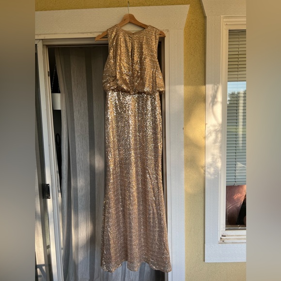 Champagne Sequin Mermaid Gown | Medium - Picture 1 of 7